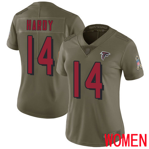 Atlanta Falcons Limited Olive Women Justin Hardy Jersey NFL Football #14 2017 Salute to Service